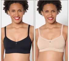 Breezies Cooling Seamless Wirefree Bralette 2 Pack Beige Black Size XL A678610