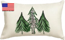 AVOIN Watercolor Christmas Tree Throw Pillow Cover, 12 X 20 Inch Holiday Buffalo