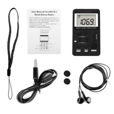 Portable AM/FM Pocket Radio Mini Walkman LCD Screen with Earphone For Sporting