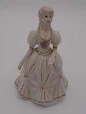 Vintage K's Collection White Porcelain Figurine Of Lady In White Dress ~ 6.25"T