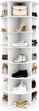 Rotating Shoe Rack 7 Tier Tower – 360° Free-Standing Round Shoe Organizer with R