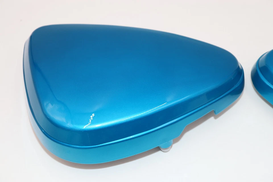 1975 Honda XL70 Frame Side Covers Left & Right CANDY RIVIERA BLUE - Imagem 3 de 4