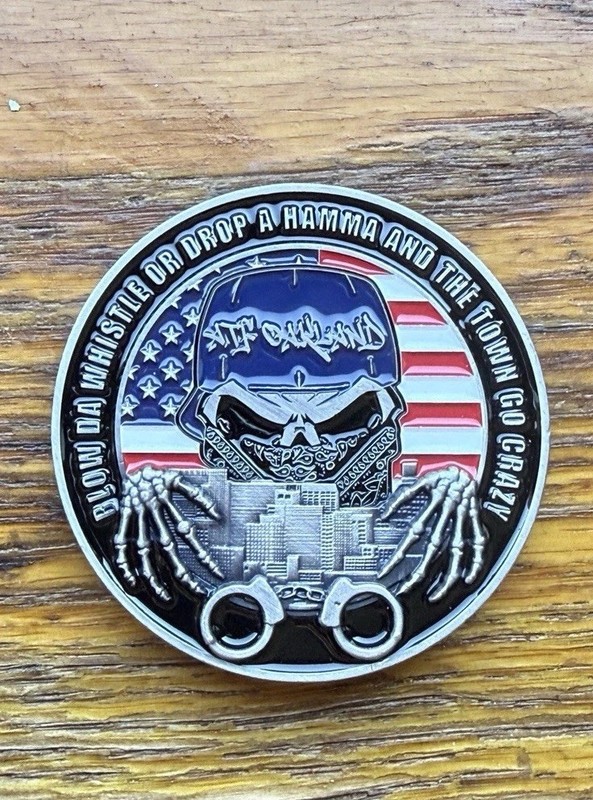 ATF Garland Texas Challenge Coin Skeleton Skull Handcuffs Thin Blue Line