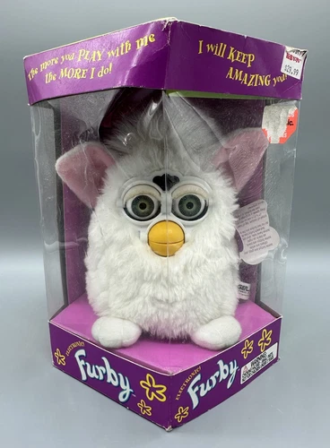 Vtg 1998 Furby Snowball White / Blue Eyes Tiger 1st Generation 70-800