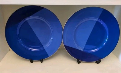 PUIFORCAT PARIS VOILES LARGE PLATES CHARGER COLBALT COORENGAL & CALVAGRAC RARE - Image 1 of 4