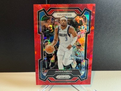 2023-24 NBA Panini Prizm Jaden Hardy #21 Red Cracked Ice Prizm Card