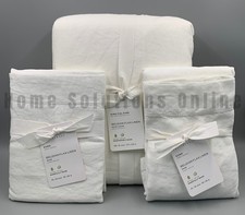Pottery Barn Belgian Flax Linen King Cal Duvet Cover 2 Euro Shams White B5015