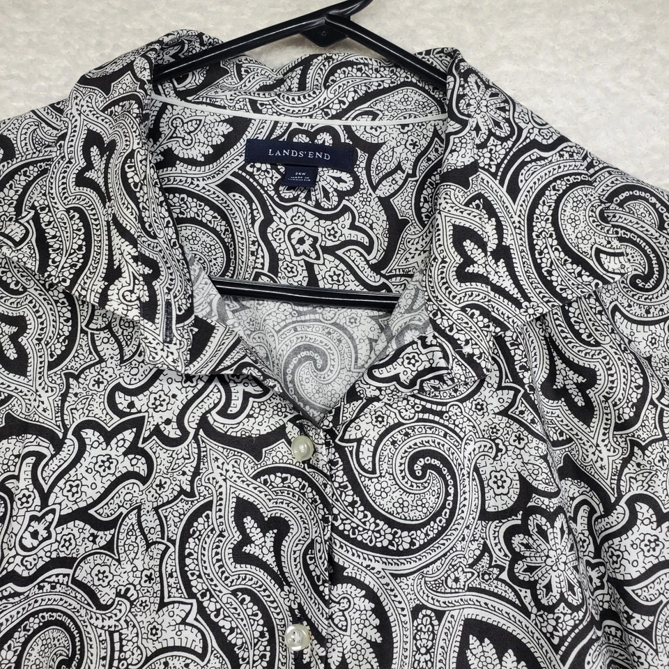 Top Land's End Plus para mujer 3XL negro cachemir abotonado acampanado Lagenlook artístico Foto 3 de 4