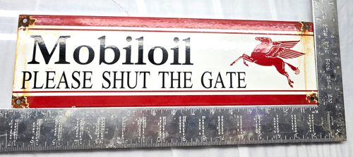 Vintage Mobil Oil Pegasus Gasoline Sign Motor Oil Gas Pump Porcelain ...