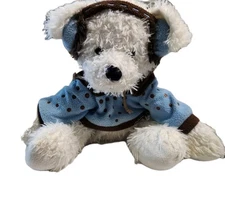 Winter Puppy dog Blue sweater cozy Hug fun  14" Christmas plush