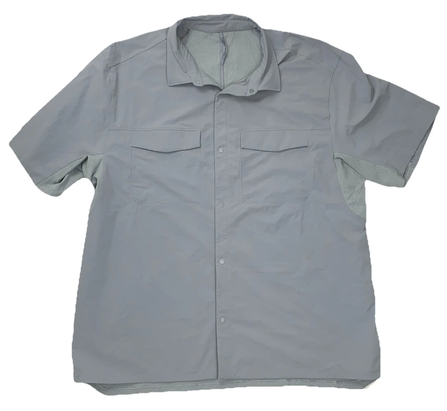 Lululemon Double Pocket Camp Overshirt Snap Mens XXL Gray Short Sleeve WovenAir