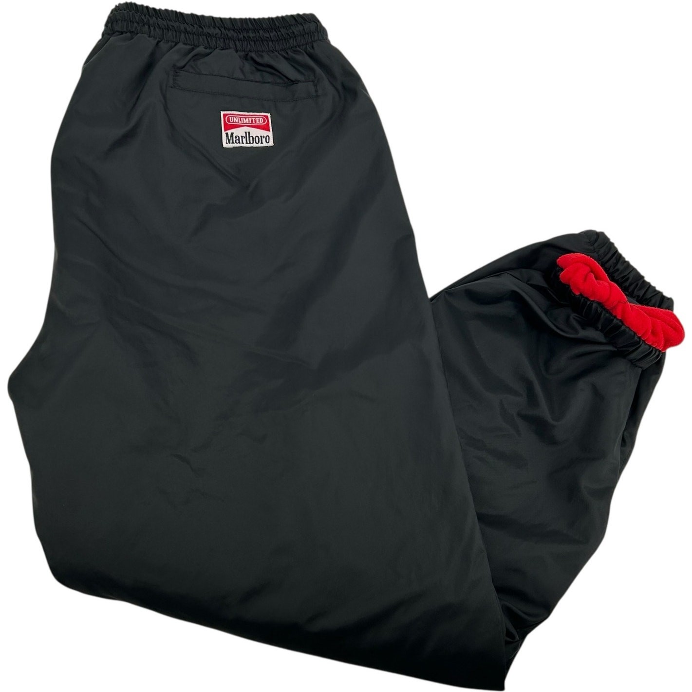 VTG 90s Men's Black Marlboro Unlimited Fleece Lined Nylon Windbreaker Joggers XL