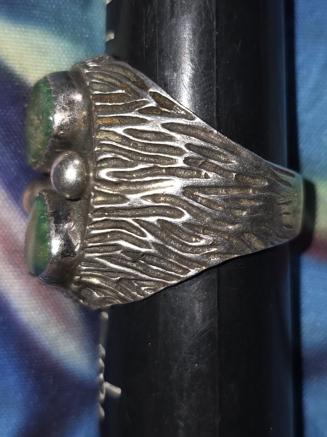 Unsigned Ring Green Turquoise Sterling Silver Nav… - image 3