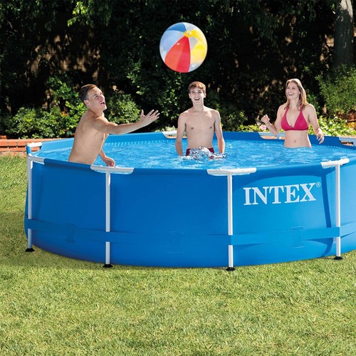 INTEX Metal Frame 10' x 30" Outdoor Swimming Pool with Filter Pump and Cover - Picture 6 of 11