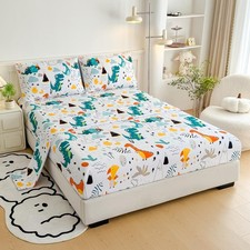 Dinosaur Full Bed Sheets Kids Boys, 4 Pieces Boys Sheets Sets Full, Dinosaur ...