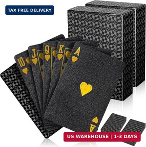 BIERDORF Jeu De Cartes Poker Étanche – 54 Cartes En Plastique PET, Design Noir Diamant, Anti-triche Et Super Glissant