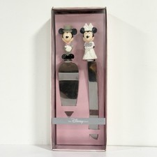 Disney Store Mickey & Minnie Mouse Wedding Cake Server & Knife Set Bride Groom