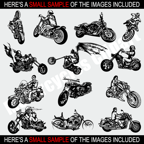 MOTORCYCLE-CHOPPER-BIKER CLIPART-VECTOR CLIP ART-VINYL CUTTER PLOTTER GRAPHIC CD - Picture 2 of 7