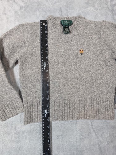 Boys Lauren Ralph Lauren Lambswool Sweater Sz M Kids Grey - Picture 4 of 8