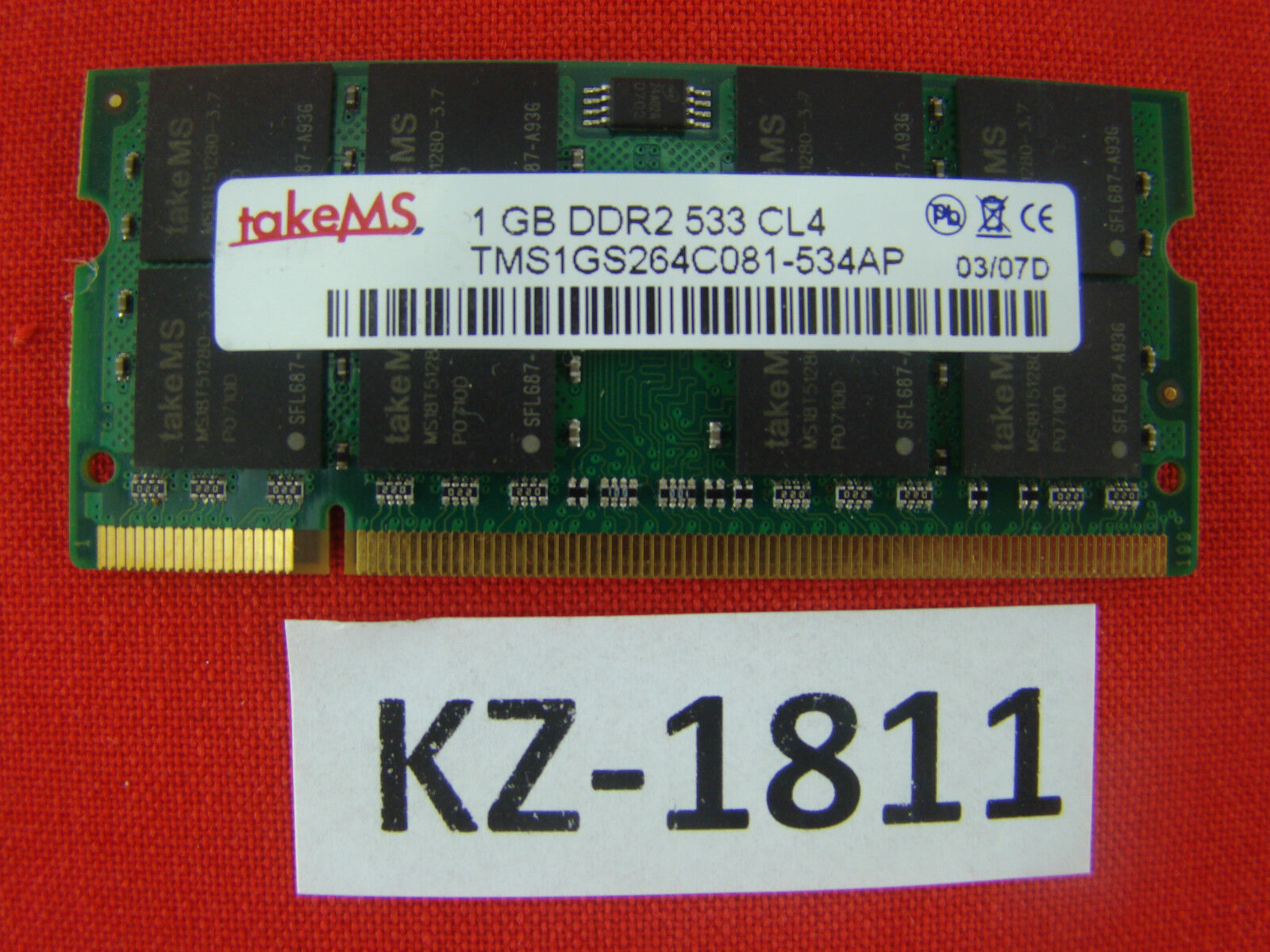1GB takeMS TMS1GS264C081 so-Dimm Notebook-Ram 667MHz CL5 PC2-5300 #KZ-1811