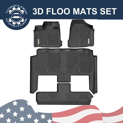 3 Rows Floor Mats For 08-20 Grand Caravan 08-16 Town & Country (Stow'n Go Only)