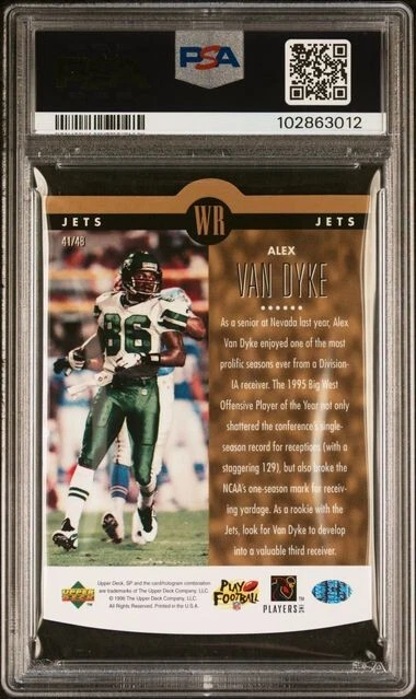 SET BREAK 1996 SP Holoview ALEX VAN DYKE Jets RC DIE-CUT Gold 41 PSA 8 Pop 1 - Image 2 of 2