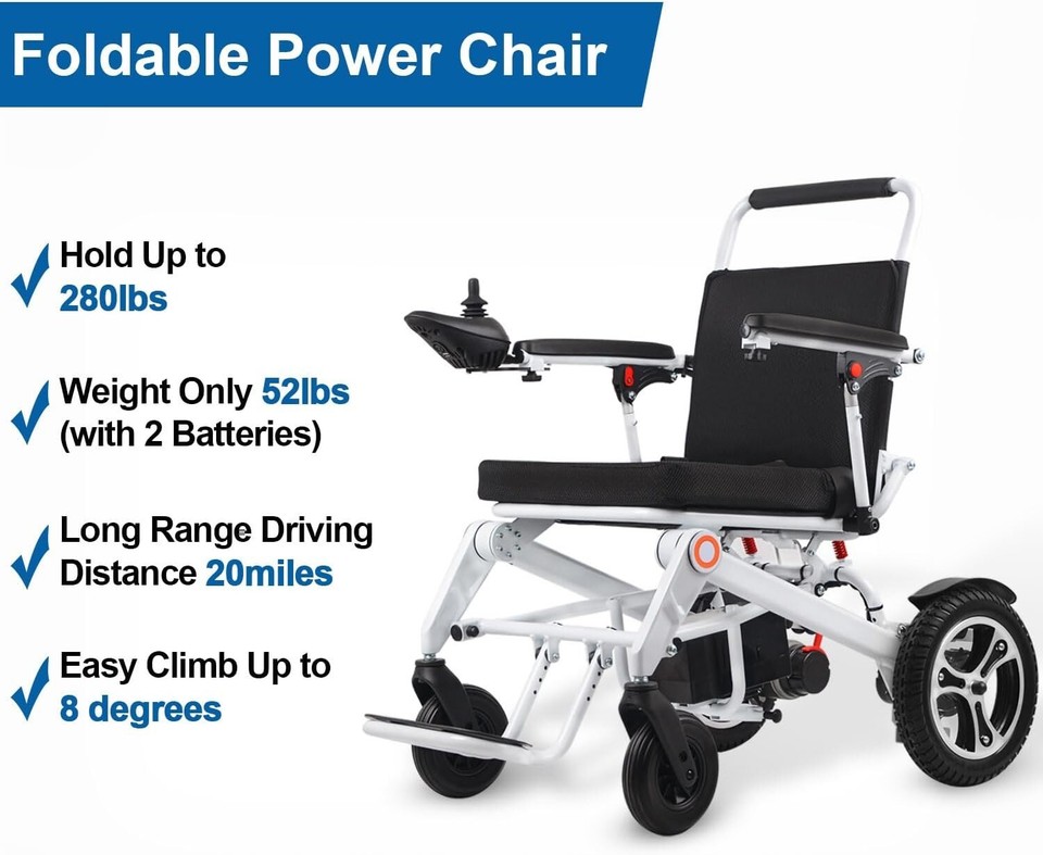 32KM Long Travel Range,Electric Wheelchair for Adults,Airline Approved