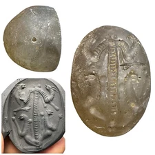 Roman  Ancient Bactrian Rock Crystal Stone Stamp Engraved Lion Seal