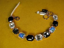 MARIANA BRACELET SWAROVSKI CRYSTALS SMOKY GRAY TENNIS RGP Black White Gift