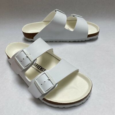 Birkenstock New w/ Box Arizona White Microfiber Footbed Birko-Flor