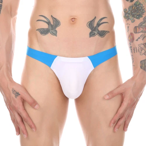 Men Ice Silk Thongs Briefs Sexy T-Back Patchwork Underwear G-String Panties❤ - Picture 19 of 47