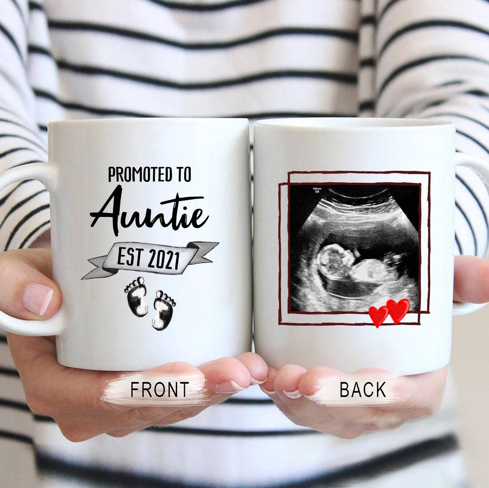 Promoted To Auntie Mug Personalized Ultrasound Gift Custom Pregnancy