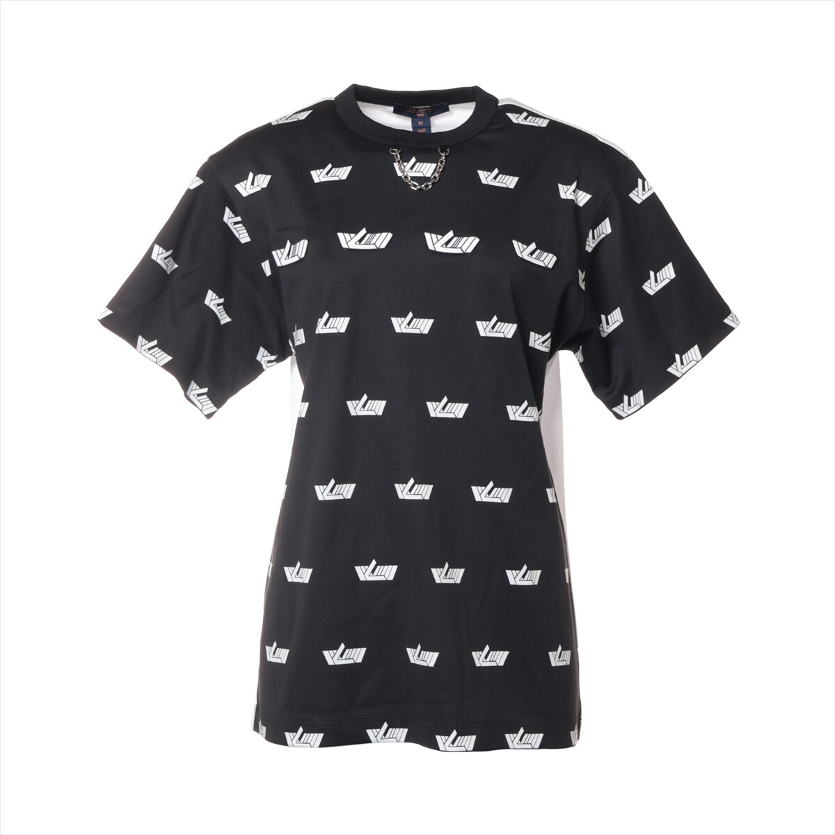 Louis Vuitton 22SS Cotton T-shirt M Ladies' Black × White LV Louis Vuitton 22SS Cotton T-shirt M Ladies' Black × White LV