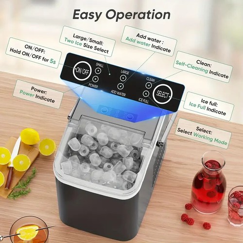 Countertop Ice Maker, Nugget Portable Ice Machine, 2 Bullet Ice Cubes Per Min - Picture 3 of 7