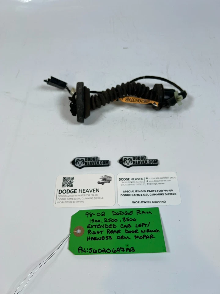 Arnés de cableado de puerta trasera cabina extendida Dodge Ram 1500-3500 1998-2002 OEM 56020697AB Foto 4 de 4