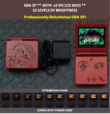 Nintendo Game Boy Advance GBA SP IPS MOD System 10 Level Brightness - Groudon