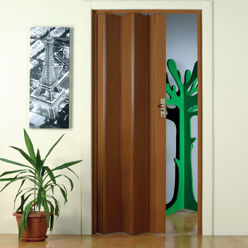 Porta a soffietto in PVC effetto legno scuro porte a scomparsa made in italy