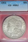 1902- ICG MS62 MORGAN SILVER DOLLAR #B43577