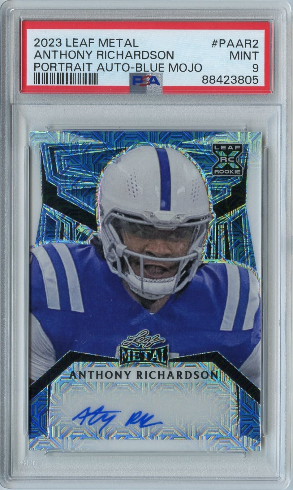 Anthony Richardson Leaf Metal Portrait Autograph #PAAR2 Blue Mojo