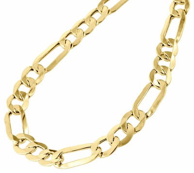 Mens Real 10K Yellow Gold Figaro Chain 