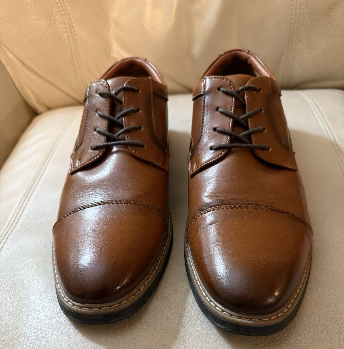 SAOLA Nunn Bush Uomo Brn Comfort Cap Toe Oxford 10 M Comfort Gel Super Pulito!