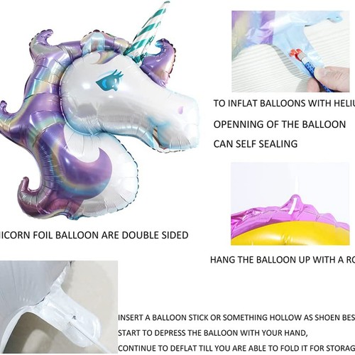 2pcs Unicorn Large Purple Foil Helium Balloon Children Birthday Party Decor AU - Picture 4 of 8