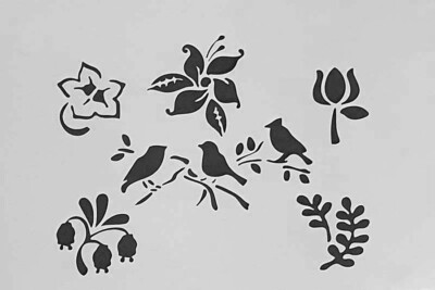 Schablone für Wände-Airbrush-Basteln-Vintage-DIY-Ornament-Blume-Vögel # 1672