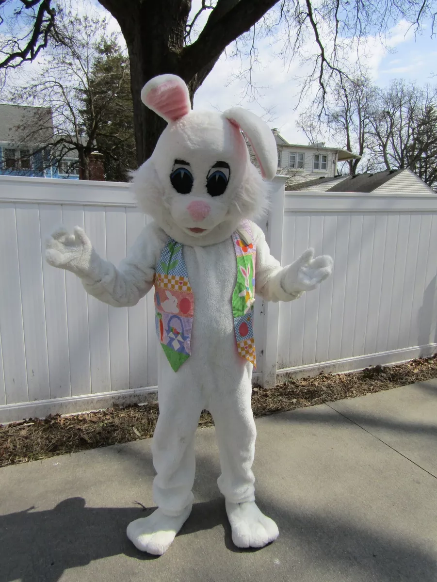 ADULT White Faux Fur Easter Bunny Suit One Size Fits All LARGE to Extra Large