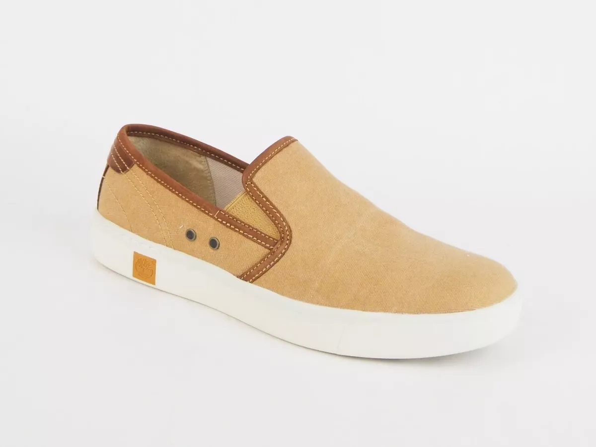 Mens Timberland Amherst Double Gore A15LW Brown Fabric Slip On Canvas Shoes