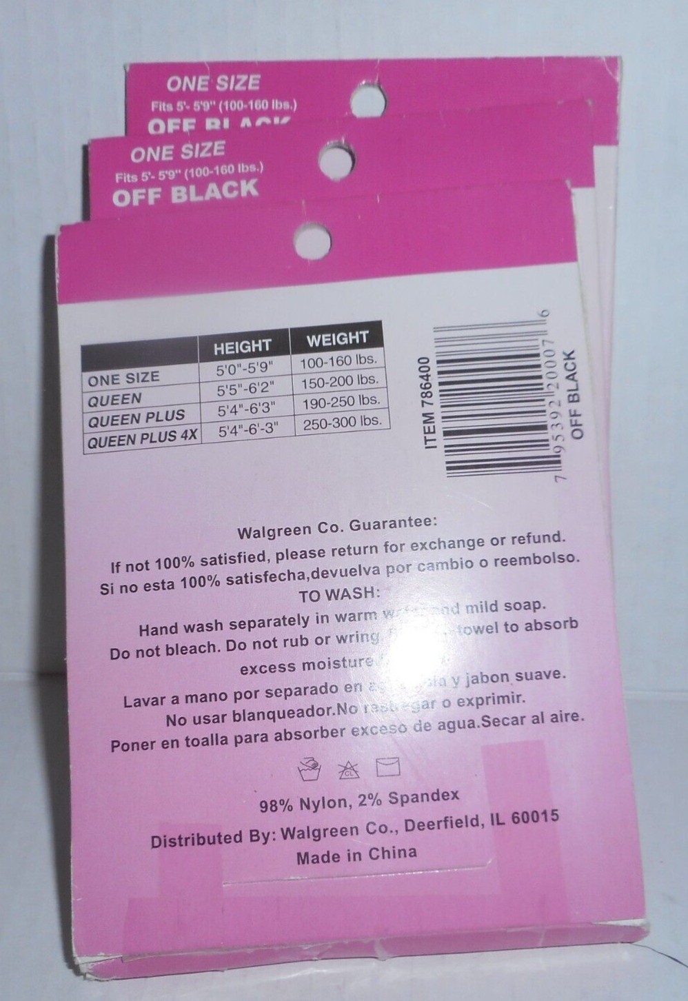 Vintage Walgreens Nylons Panty hose One SZ Off Blk & LOT of (3