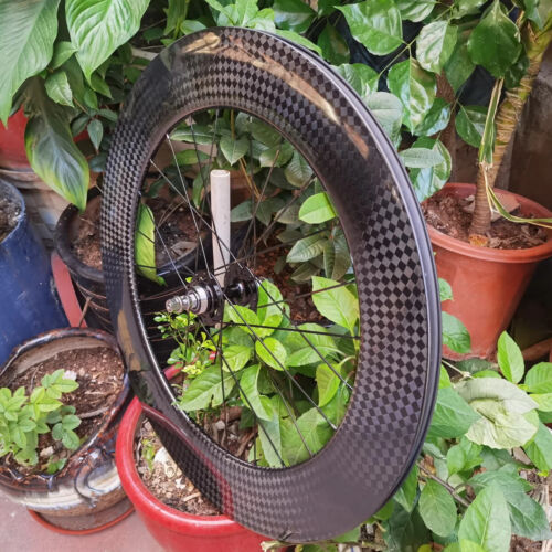 700C Fixed Gear Carbon Wheelset 88mm Depth 25mm Width Clincher Track Bike Wheels - Picture 6 of 12