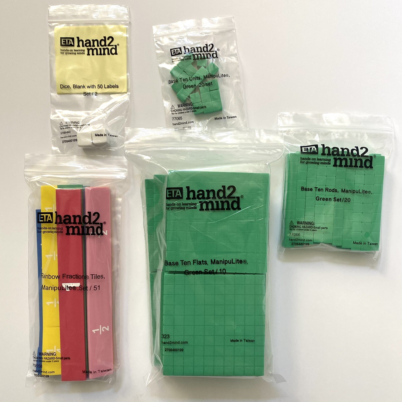 Hand2Mind Math Manipulatives Grade 5 Fraction Tiles Base Ten Dice Homeschool  New 9780328790470 | eBay