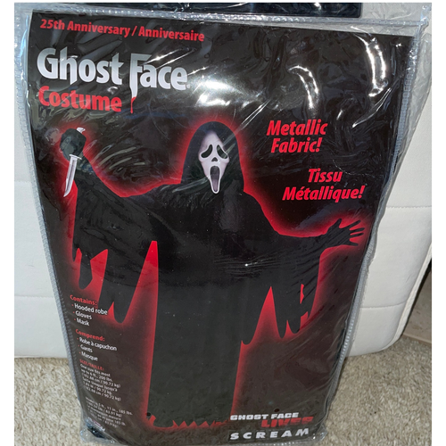 ERWACHSENE 25TH ANNIV SCHREI GEIST GESICHTSMASKE SCHIMMERND KAPUZE HALLOWEEN KOSTÜM NEU