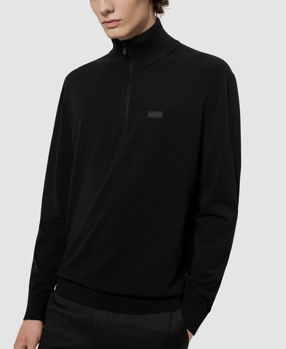 $429 Hugo Boss Men Black Half Zip 